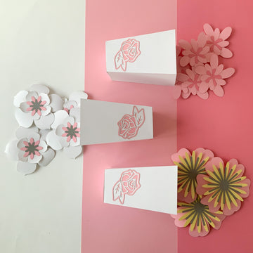 Pinfliers Happy Anniversary/Bridal Shower Decoration Items,Rose Flower Paper Popcorn Box/Tub for Party, 10 pcs, I Love You/Theme Birthday Decoration for Wife/Husband/Women/Adults,Pastel Pink